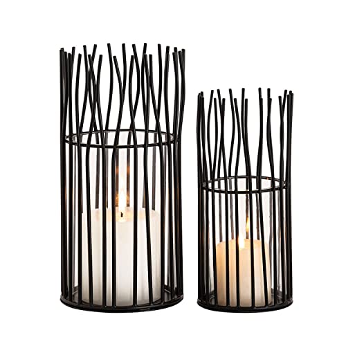 casamia Windlicht Set 2-teilig Kerzenhalter Teelichthalter Loft schwarz o. Silber Kerzenständer Windlichter Farbe schwarz matt von casamia