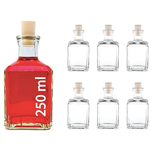 casavetro 6 x 250ml -Mystik SPI-Glas-Flaschen leere zum abfüllen inklusiver Korken kleine Flaschen (6 Stück) von casavetro