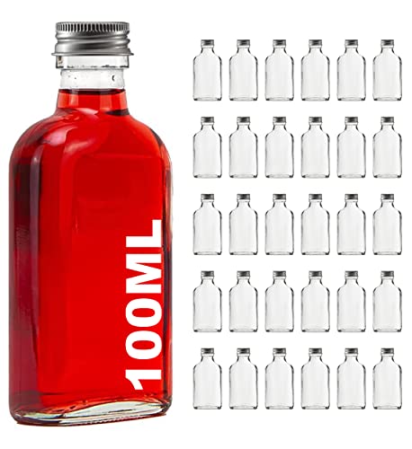 casavetro 100ml leere Glasflaschen 30 Stück Tasche Likörflaschen mit Schraubverschluss, 100 ml Weinflasche Schnapsflasche Essig Öl Flasche zum befüllen 0,1 Liter(30 x 100ml) von casavetro