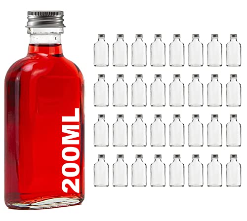 casavetro 200ml leere Glasflaschen 32 Stück Tasche Likörflaschen mit Schraubverschluss, 200 ml Weinflasche Schnapsflasche Essig Öl Flasche zum befüllen 0,2 Liter(32 x 200ml) von casavetro