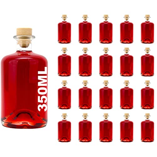 casavetro 350ml leere Glasflaschen 20 Stück Apotheker Likörflaschen mit Korken, 350 ml Weinflasche Schnapsflasche Essig Öl Flasche zum befüllen 0,35 Liter (20 Stück) von casavetro