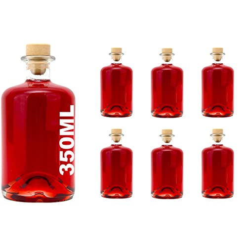 casavetro 350ml leere Glasflaschen 6 Stück Apotheker Likörflaschen mit Korken, 350 ml Weinflasche Schnapsflasche Essig Öl Flasche zum befüllen 0,35 Liter (6 Stück) von casavetro