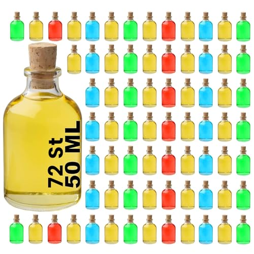 casavetro 50 ml mini Glasflaschen mit Korken 72 st, kleine Flaschen zum befüllen Mini-TR Glasflasche klar Likörflaschen (72 x 50 ml-korken) von casavetro