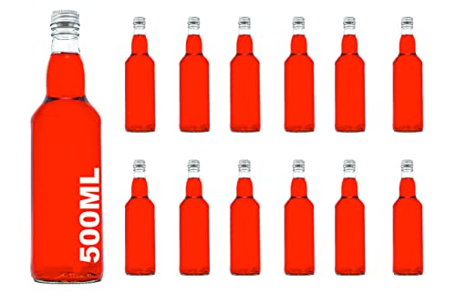 casavetro 6, 12, 24 x 500ml (0,5L) mit Verschluss/Schraub-Deckel,Glas-Flasche Set zum selbst Befüllen und Abfüllen, Essig Öl Flaschen (12 Stück) von casavetro
