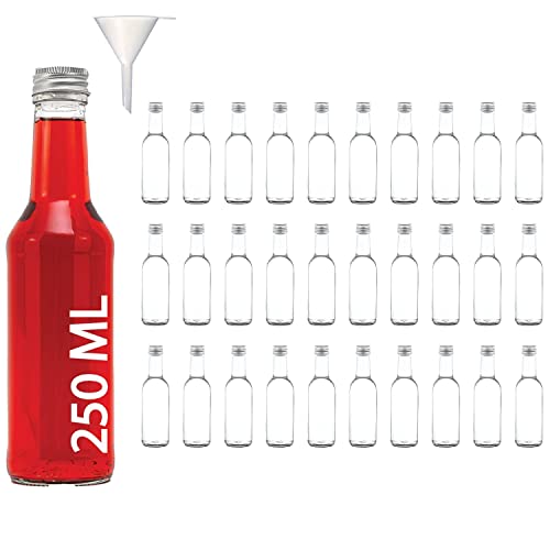 casavetro Glasflaschen 250 ml BOR-Krysia + Trichter -kleine Flaschen Saftflaschen Likörflaschen Weinflasche Flaschen mit Schraubverschluss 0,25 Liter l (30 x 250ml) von casavetro