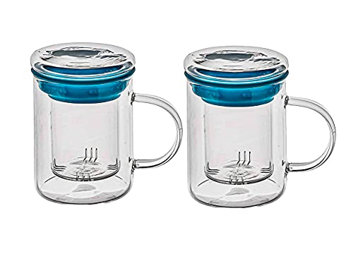 casavetro Teeglas All in One Safe Große Teetasse mit Sieb und Deckel Tee Safe GM Borosilikatglas, Glas, Weiß, 2er Pack von casavetro