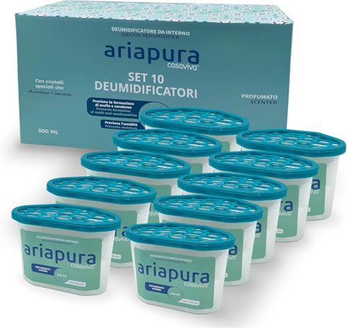 CASAVIVA - Luftentfeuchter Haus Schimmel Luftwanne 10 Stück zu 400 ml - Tragbarer Luftentfeuchter Feuchtigkeitsaufnahme für Räume mit hydrophilen Kristallen - Aromatherapie von casaviva