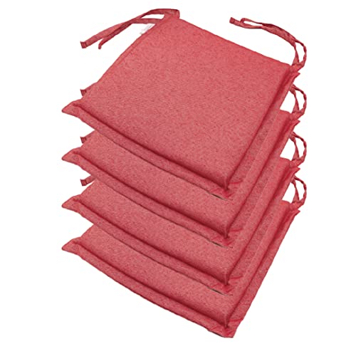 casaviva® Set mit 4 Stuhlkissen aus gemischter recycelter Baumwolle, Hanf-Effekt, 35 x 35 cm, wasserabweisend, modern und elegant, für Innen- und Außenbereich, Abnehmbarer Bezug (Korallrot) von casaviva