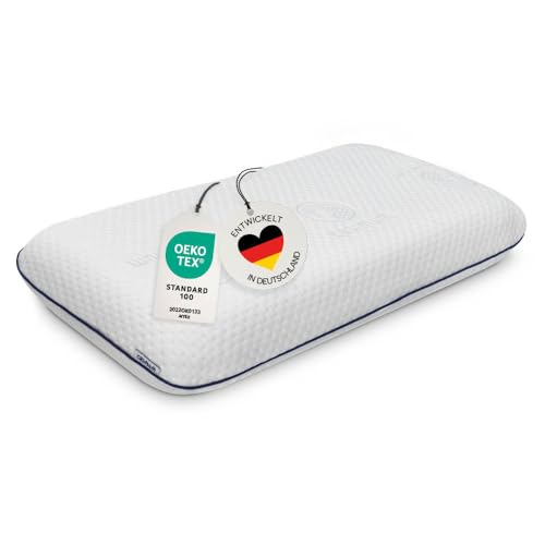 casimum Ergonomisches Visco Nackenstützkissen für Seitenschläfer & Rückenschläfer. Orthopädisches Nackenkissen Memory Foam. HWS Kopfkissen zur sanften Entlastung der Halswirbelsäule, 70x40 cm von casimum