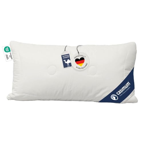 casimum 3-Kammer-Kissen, Kopfkissen 40x80 cm, 100% Kamelflaum (Außen), stützender Federnkern zur Druckentlastung, allergikerfreundlich, für Rücken- und Seitenschläfer von casimum