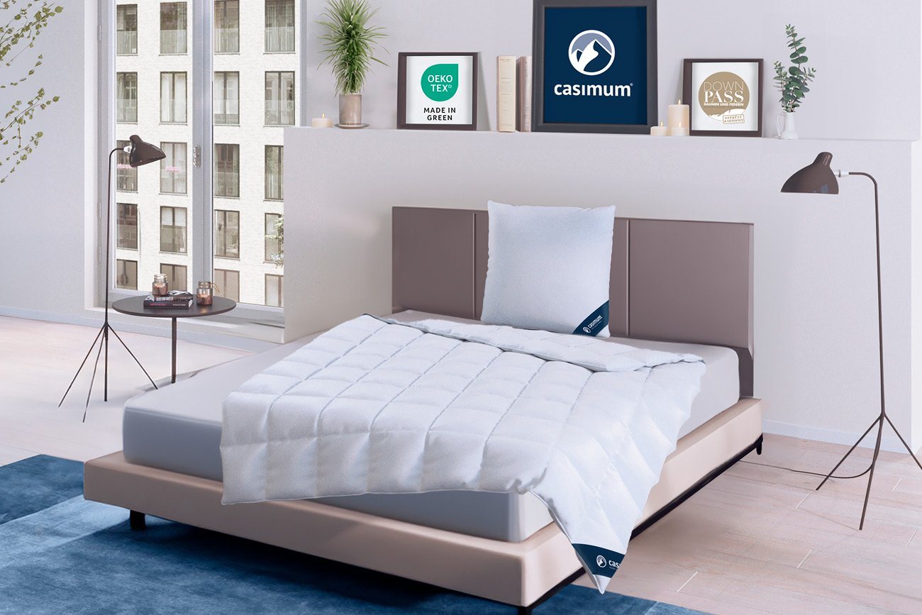casimum Daunenbettdecke LUXUS Decke für Sommer, Winter, Ganzjahr, hergestellt in Deutschland, Füllung: 100% Daunen, Klasse 1, Downpass zertifiziert, Bezug: 100% Baumwolle, Bettdecke 135x200cm, 155x220cm & weitere Größen, nachhaltig casimum Daunenbettdecke LUXUS Decke für Sommer, Winter, Ganzjahr, hergestellt in Deutschland, Füllung: 100% Daunen, Klasse 1, Downpass zertifiziert, Bezug: 100% Baumwolle, Bettdecke 135x200cm, 155x220cm & weitere Größen, nachhaltig von casimum