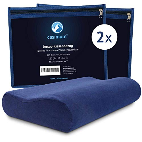 casimum Jersey Kissenbezug aus Baumwolle für Nackenstützkissen mit Reißverschluss - Abnehmbarer Schonbezug Kopfkissen 60x30 cm, blau, 2-Pack casimum Jersey Kissenbezug aus Baumwolle für Nackenstützkissen mit Reißverschluss - Abnehmbarer Schonbezug Kopfkissen 60x30 cm, blau, 2-Pack von casimum