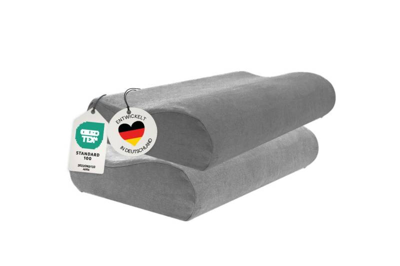 casimum Kissenbezug Schonbezüge für Orthopädisches Nackenkissen GRAU, (2 Stück), passend für ergonomisches Nackenstützkissen 60x30cm, Doppelpack (2Stk) von casimum