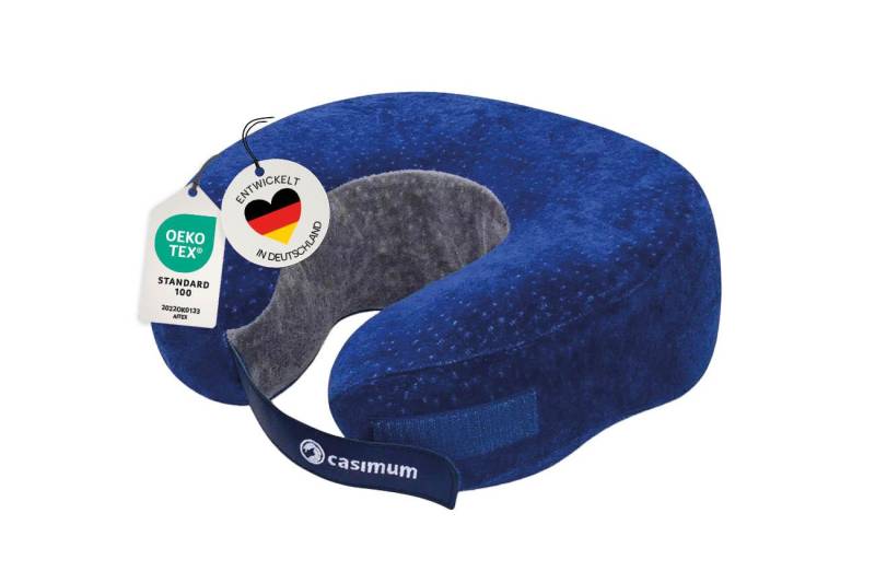 casimum Reisekissen Nackenhörnchen RELAX aus Memory Schaum, stützend und bequem für unterwegs, Schlafkissen Reise, 30x28x12 cm von casimum