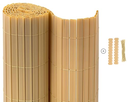 casmartis Premium PVC Sichtschutzmatte - Bambus - 80 x 600 cm (2-teilig) - Zaunsichtschutz, Sichtschutzzaun, Balkonverkleidung, Zaunblende Garten Balkon Terrasse von casmartis