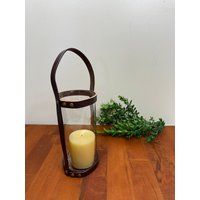 Braun Lederband Glas Windlicht Kerzenhalter Griff von cassieschmidt