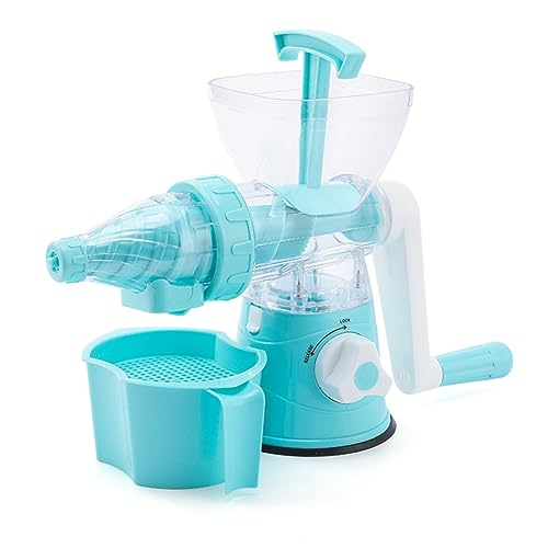 casstaly 1 x Silikon-Saugnapf-Saftpresse mit Handkurbel, einfache Lagerung, tragbar, manuelle Presse, Saftpresse, blau von casstaly