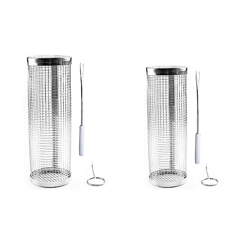 casstaly 2 Stück BBQ Grillkorb Rollender Grillkorb Edelstahl Grill Mesh Barbeque Grill Tragbare Grillkörbe B casstaly 2 Stück BBQ Grillkorb Rollender Grillkorb Edelstahl Grill Mesh Barbeque Grill Tragbare Grillkörbe B von casstaly