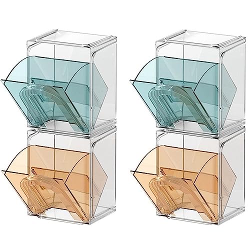 casstaly 4 Stück Teebeutelorganizer Kapselsortierbox versiegelte Aufbewahrungsdose Kaffee Zucker Behälter mit Deckel Tee Desktop Organizer von casstaly