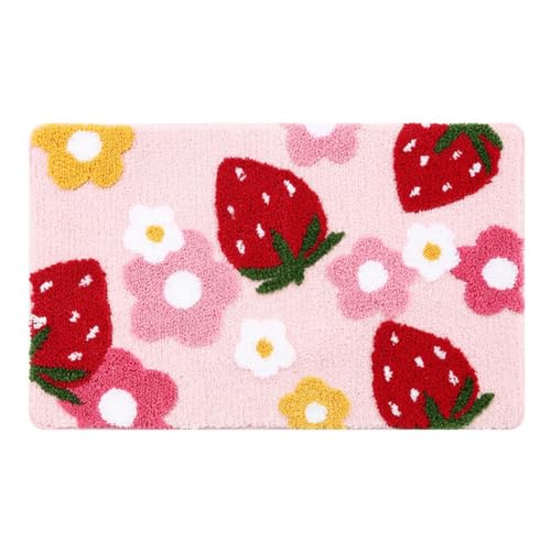 casstaly Badezimmerteppich, niedlicher Erdbeer-Badematte, Badezimmerzubehör, maschinenwaschbar, weicher Teppich, einfach zu bedienen, 50 x 80 cm, Rosa casstaly Badezimmerteppich, niedlicher Erdbeer-Badematte, Badezimmerzubehör, maschinenwaschbar, weicher Teppich, einfach zu bedienen, 50 x 80 cm, Rosa von casstaly