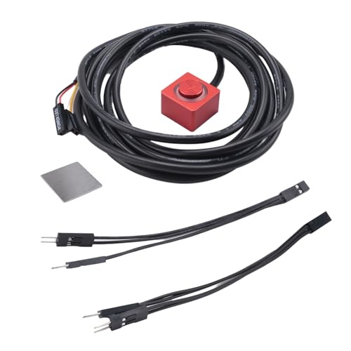 casstaly Computer Desktop Switch PC Motherboard Externer Start Power On/Off Button Verlängerungskabel für DIY Taste Einfach zu Bedienen Rot von casstaly