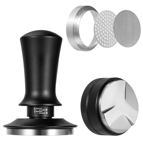casstaly Espresso Tamper Set Ersatzteile Zubehör für 58mm Porta Filter, Kaffee Tamper Einstellbar Kaffee Verteiler und Tamper Dosierung Puck Sieb von casstaly