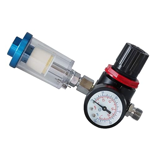 casstaly HVLP Sprühluftregler, Manometer und 6,35 mm Mini-Inline-Luftfilter-Trenner, einstellbarer Luftdruckregler, wiederverwendbar casstaly HVLP Sprühluftregler, Manometer und 6,35 mm Mini-Inline-Luftfilter-Trenner, einstellbarer Luftdruckregler, wiederverwendbar von casstaly