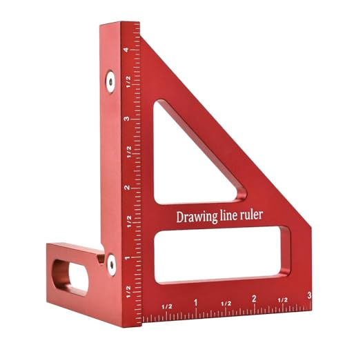 casstaly Multi-Winkel-Messlineal, 45/90 Grad, Aluminiumlegierung, quadratischer Winkelmesser, Gehrungsdreieck-Lineal, einfache Installation, einfach zu bedienen, rot von casstaly