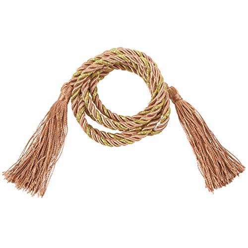 casstaly Pompon-Vorhang, 135 cm, Kordel, gebunden (Reis und Gold) von casstaly