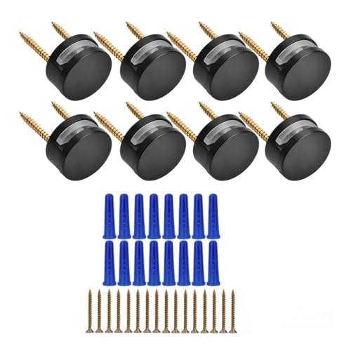 casstaly Rahmenloses Spiegel-Montagematerial, 3–5 mm, 8 Stück, Doppelschraube, Befestigungsset mit Schrauben und Dübeln, einfach zu bedienen, Schwarz von casstaly