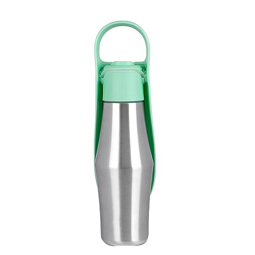casstaly Tragbare Hunde-Wasserflasche aus Edelstahl, Reise-Wasserflasche mit Trink-Futterspender, auslaufsicher, grün, 765 ml casstaly Tragbare Hunde-Wasserflasche aus Edelstahl, Reise-Wasserflasche mit Trink-Futterspender, auslaufsicher, grün, 765 ml von casstaly