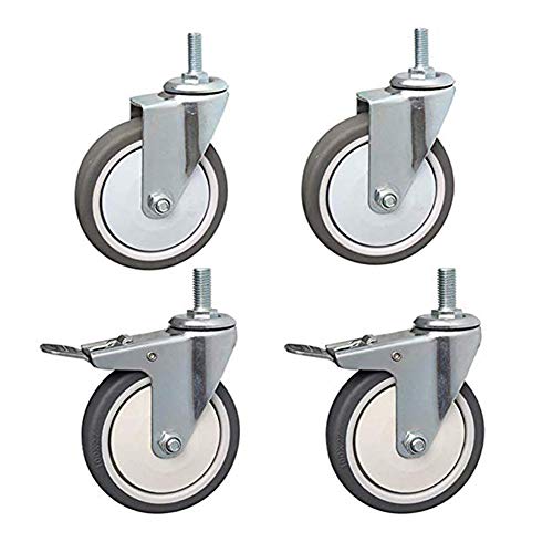3 Zoll / 4 Zoll Gummirollen Gewinde M10 Leise Universal- Schwenken Speisewagen Lenkrollen Mit Bremse Möbel Wagen Medizinischer Wagen Rollen 80 Kg Pro Rad -Schrauben von castors