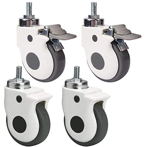 castors 4 Medizinische Rollen Gewinde M8 / M12 3'' 4 Zoll Leise Gummi Lenkrollen Universal- Schwenken Möbel Wagen Wagen Transportrollen Mit Bremse Zum Parkettboden Teppich Fliese 70-80 Kg Pro Rad von castors