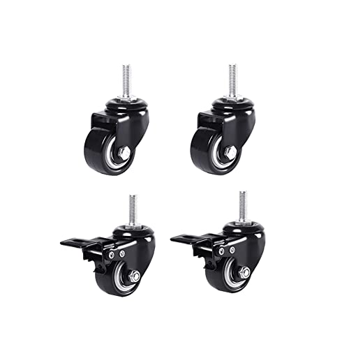 4 Möbelrollen 1,5 "(40 Mm) Gewinde M8 50 Mm M10 Schraube Lenkrollen Mit Bremse Schwerlast Blumenstand Sofa Bett Räder Doppellager Zum Parkettboden Teppich - 240 Kg von castors