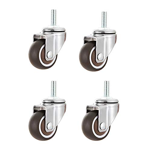 4 Möbelrollen 1"(25mm) Gewinde M6｜1,5" M8 Schraube｜2 Zoll (50mm) Schraube M10 Leise Schwenken Gummirollen Industriell Wagen Lenkrollen Mit Bremse Zum Parkettboden Teppich - 200 Kg von castors