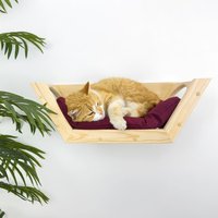 Kiefernholz Katzenregal Mit Kissen An Der Wand Befestigtes Katzenbett von catbossshelfs