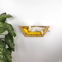 Katzenregal Aus Kiefernholz An Der Wand Befestigtes Katzenbett Mit Kissen von catbossshelfs