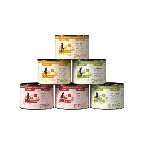 catz finefood Kitten Multipack Katzenfutter nass - Feinkost Kitten Nassfutter für Junge Katzen ohne Getreide und Zucker mit hohem Fleischanteil (6 x 200g Dosen) catz finefood Kitten Multipack Katzenfutter nass - Feinkost Kitten Nassfutter für Junge Katzen ohne Getreide und Zucker mit hohem Fleischanteil (6 x 200g Dosen) von catz finefood