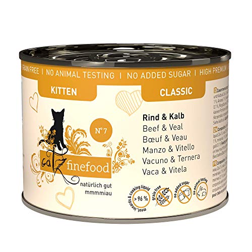 catz finefood Kitten N° 7 Rind und Kalb Katzenfutter nass - Feinkost Kitten Nassfutter für junge Katzen, 6 x 200 g catz finefood Kitten N° 7 Rind und Kalb Katzenfutter nass - Feinkost Kitten Nassfutter für junge Katzen, 6 x 200 g von catz finefood