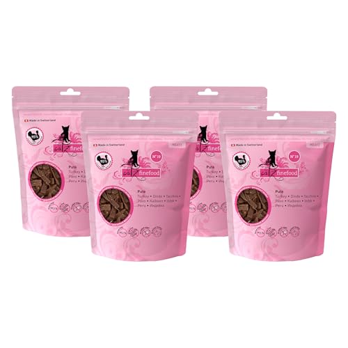 catz finefood Meatz Katzen Leckerlies Pute No. 19 - knusprige Streifen aus 100 Prozent Putenfleisch - Katzensnack für Allergiker ohne Zucker, getreidefrei (4 x 45 g) von catz finefood