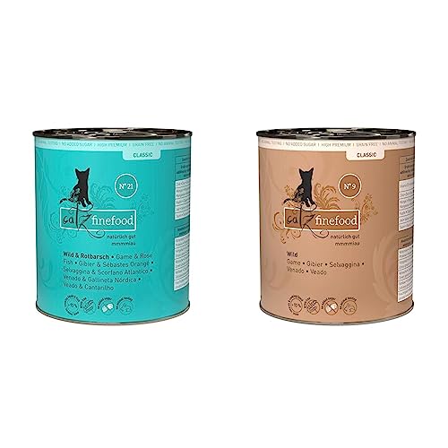 catz finefood N° 21 Wild & Rotbarsch Feinkost Katzenfutter nass & N° 9 Wild Feinkost Katzenfutter nass, verfeinert mit Kartoffel & Preiselbeere, 6 x 800g Dosen catz finefood N° 21 Wild & Rotbarsch Feinkost Katzenfutter nass & N° 9 Wild Feinkost Katzenfutter nass, verfeinert mit Kartoffel & Preiselbeere, 6 x 800g Dosen von catz finefood
