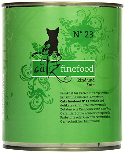 catz finefood N° 23 Rind & Ente Feinkost Katzenfutter nass, verfeinert mit Cranberry & Aloe Vera, 6 x 800g Dosen catz finefood N° 23 Rind & Ente Feinkost Katzenfutter nass, verfeinert mit Cranberry & Aloe Vera, 6 x 800g Dosen von catz finefood