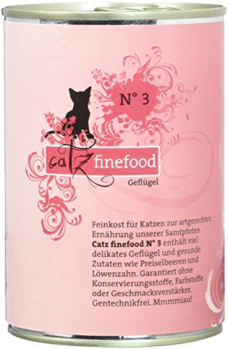 catz finefood N° 3 Geflügel Feinkost Katzenfutter nass, verfeinert mit Preiselbeeren & Löwenzahn, 6 x 400g Dosen catz finefood N° 3 Geflügel Feinkost Katzenfutter nass, verfeinert mit Preiselbeeren & Löwenzahn, 6 x 400g Dosen von catz finefood