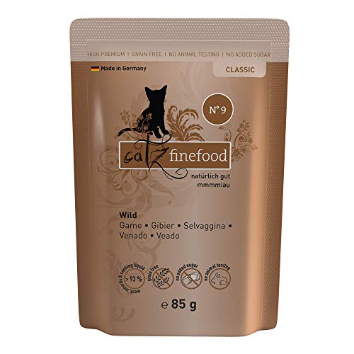 catz finefood N° 9 Wild Feinkost Katzenfutter nass, verfeinert mit Kartoffel & Preiselbeere, 16 x 85g Beutel von catz finefood