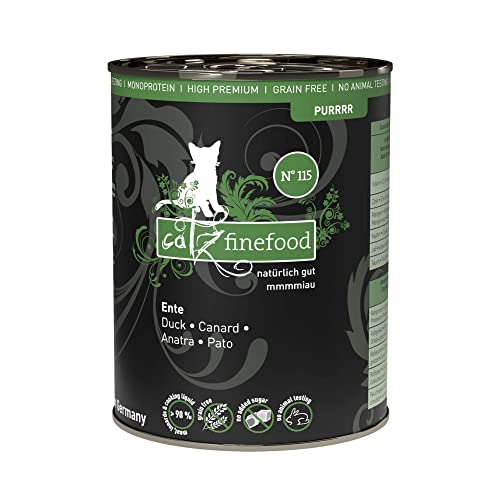 catz finefood Purrrr Ente Monoprotein Katzenfutter nass N° 115, für ernährungssensible Katzen, 70% Fleischanteil, 6 x 400g Dose catz finefood Purrrr Ente Monoprotein Katzenfutter nass N° 115, für ernährungssensible Katzen, 70% Fleischanteil, 6 x 400g Dose von catz finefood