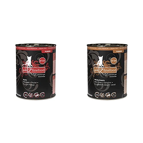catz finefood Purrrr Huhn Monoprotein Katzenfutter nass N° 103, für ernährungssensible Katzen, 70% Fleischanteil, 6 x 400g Dose & Purrrr Wildschwein Monoprotein Katzenfutter nass N° 109, 6 x 400g Dose catz finefood Purrrr Huhn Monoprotein Katzenfutter nass N° 103, für ernährungssensible Katzen, 70% Fleischanteil, 6 x 400g Dose & Purrrr Wildschwein Monoprotein Katzenfutter nass N° 109, 6 x 400g Dose von catz finefood