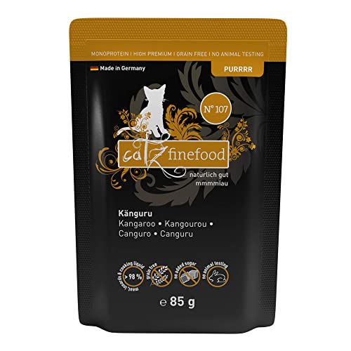catz finefood Purrrr Känguru Monoprotein Katzenfutter nass N° 107, für ernährungssensible Katzen, 70% Fleischanteil, 16 x 85 g Beutel catz finefood Purrrr Känguru Monoprotein Katzenfutter nass N° 107, für ernährungssensible Katzen, 70% Fleischanteil, 16 x 85 g Beutel von catz finefood
