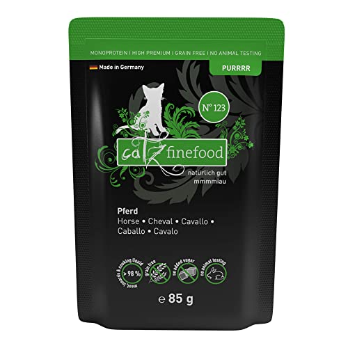 catz finefood Purrrr Pferd Monoprotein Katzenfutter nass N° 123, für ernährungssensible Katzen, 70% Fleischanteil, 16 x 85g Beutel catz finefood Purrrr Pferd Monoprotein Katzenfutter nass N° 123, für ernährungssensible Katzen, 70% Fleischanteil, 16 x 85g Beutel von catz finefood