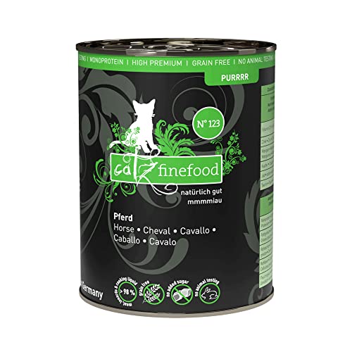 catz finefood Purrrr Pferd Monoprotein Katzenfutter nass N° 123, für ernährungssensible Katzen, 70% Fleischanteil, 6 x 400g Dose catz finefood Purrrr Pferd Monoprotein Katzenfutter nass N° 123, für ernährungssensible Katzen, 70% Fleischanteil, 6 x 400g Dose von catz finefood