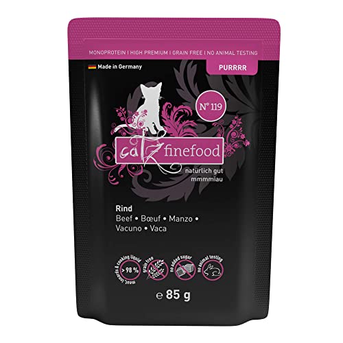 catz finefood Purrrr Rind Monoprotein Katzenfutter nass N° 119, für ernährungssensible Katzen, 70% Fleischanteil, 16 x 85g Beutel catz finefood Purrrr Rind Monoprotein Katzenfutter nass N° 119, für ernährungssensible Katzen, 70% Fleischanteil, 16 x 85g Beutel von catz finefood